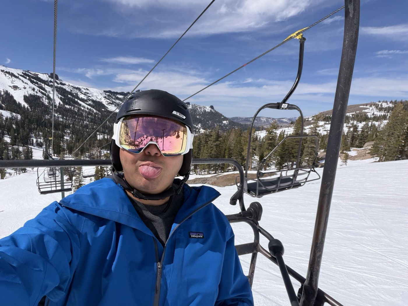 Rob Roderick (Robert Roderick) on a chairlift at a Lake Tahoe ski resort